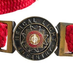 Bengal Light Infantry Buckle & Red Elastic Belt Vintage Military Militia